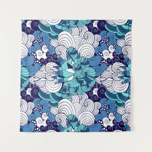 Funky Seashell Pattern Wandkleed (Voorkant (horizontaal))