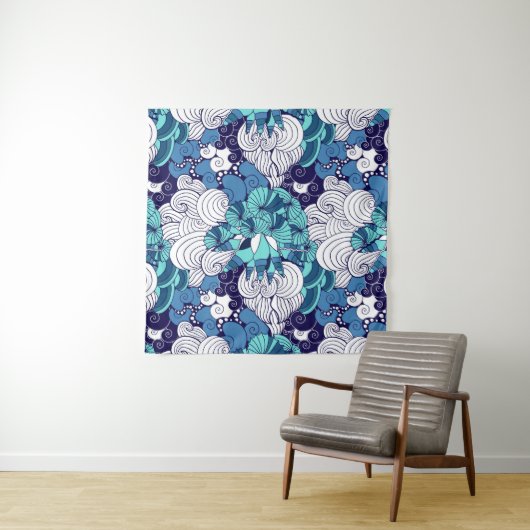 Funky Seashell Pattern Wandkleed (In situ)