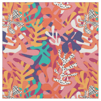 Funky Shapes and Colors - Reminiscent of Matisse Stof