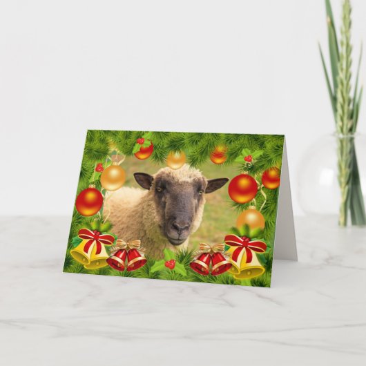 Funky Sheep Pun Christmas Carte de vacances (Devant)