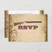 Funky Shotgun Mariage Brown Damask Cartes RSVP (Devant / Derrière)