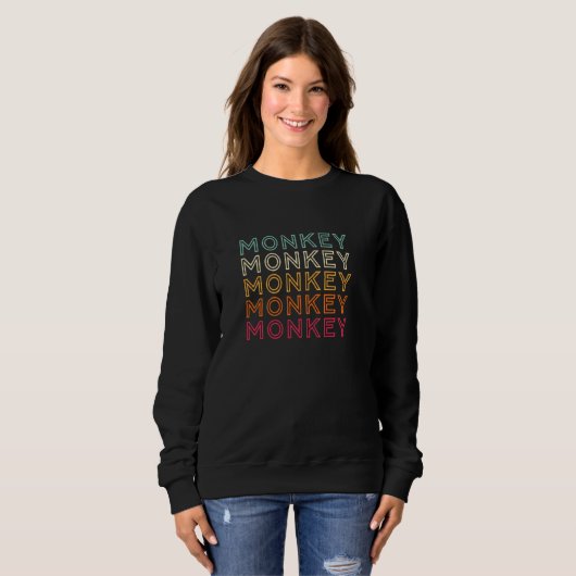 Funky Singe Ape Gorilla Retro Monkey Pullover (Devant entier)