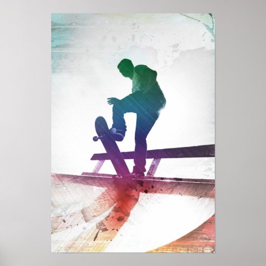 Funky Skateboarder Schaats Kind Poster (Voorkant)