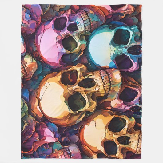 Funky Skulls Fleece Deken (Voorkant)