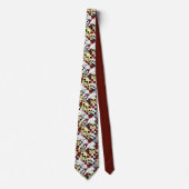 Funky Skulls Red Roses Checkered Chef Pattern Stropdas (Voorkant)