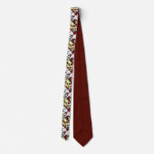 Funky Skulls Red Roses Checkered Chef Pattern Stropdas (Achterkant)