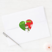 Funky Snowman in Red White en Green Hart Sticker (Envelop)