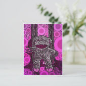 Funky Sock Monkey Circles Bubbles Pop Art Briefkaart (Staand voorkant)