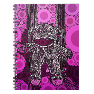 Funky Sock Monkey Circles Bubbles Pop Art Notitieboek