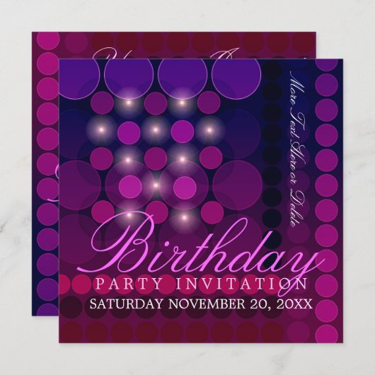 Funky Sparkle Disco Party Anniversaire Invitations (Devant / Derrière)