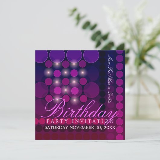 Funky Sparkle Disco Party Anniversaire Invitations (Debout devant)