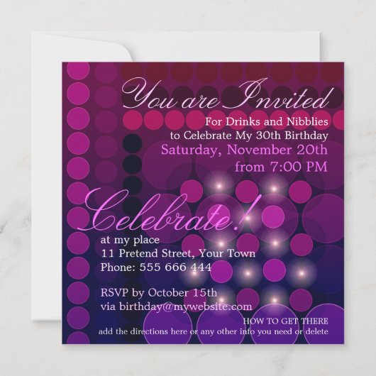 Funky Sparkle Disco Party Anniversaire Invitations (Dos)