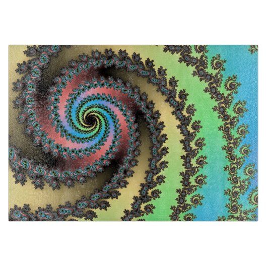 Funky Spiral Pastel Rainbow Fractal Snijplank (Voorkant)