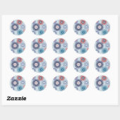 Funky Spirografen Geometric Pattern Blue Red Ronde Sticker (Vel)