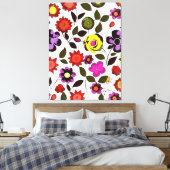 Funky Spring Flowers Seventies Style Canvas Afdruk (Insitu (Slaapkamer))