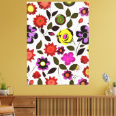 Funky Spring Flowers Seventies Style Canvas Afdruk (Insitu (Woonkamer))