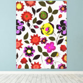 Funky Spring Flowers Seventies Style Canvas Afdruk (Insitu (Houten vloer))