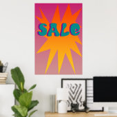 Funky Starburst Sale Sign. Poster (Thuiskantoor)