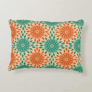 Funky Starburt Blauwgroen en Oranje design Decoratief Kussen