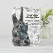 Funky Steampunk Gitaar Muziek Huwelijksuitnodiging Kaart (Staand voorkant)