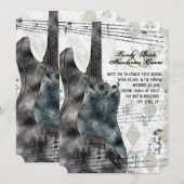 Funky Steampunk Gitaar Muziek Huwelijksuitnodiging Kaart (Voorkant / Achterkant)