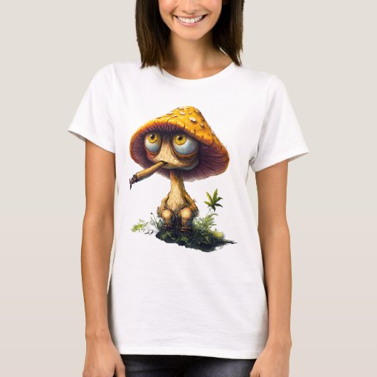 Funky Stoned Mushroom Cartoon T-Shirt (Devant)