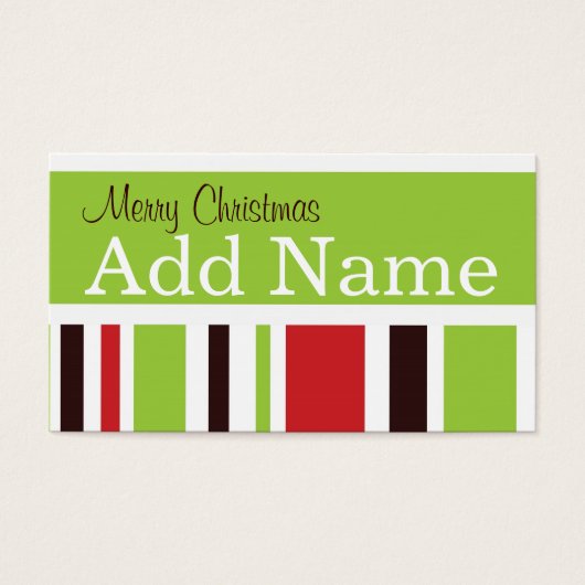 Funky Stripe Christmas Gift Label Visitekaartje (Voorkant)