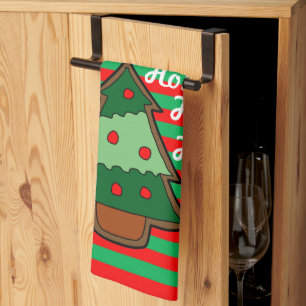 Funky Stripes en kerstboom Theedoek