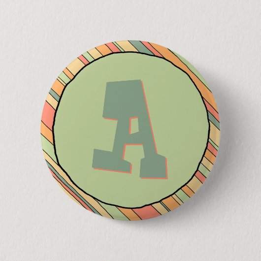 Funky Stripes Monogram Button (Voorkant)