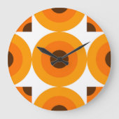 Funky Summer Sinaasappel Brown Circles Art Pattern Grote Klok (Voorkant)