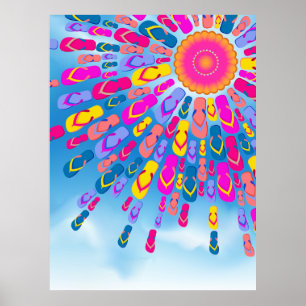 Funky Summer Teenslippers Rays Poster