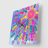 Funky Summer Teenslippers Rays Wall Clock Vierkante Klok (Hoek)
