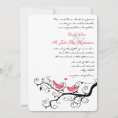 Funky Swirly Pink Love Bird Wedding Inviting Kaart (Voorkant)
