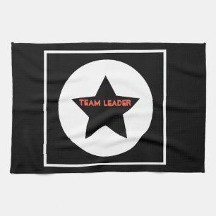 Funky Team Leader Star Black en White Theedoek