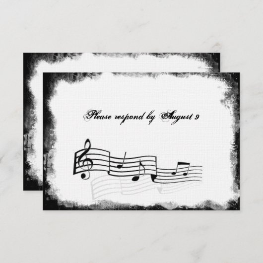 Funky Torn Paper Black Music rsvp avec enveloppes (Devant / Derrière)