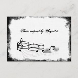 Funky Torn Paper Black Music Rsvp met enveloppen Kaartje