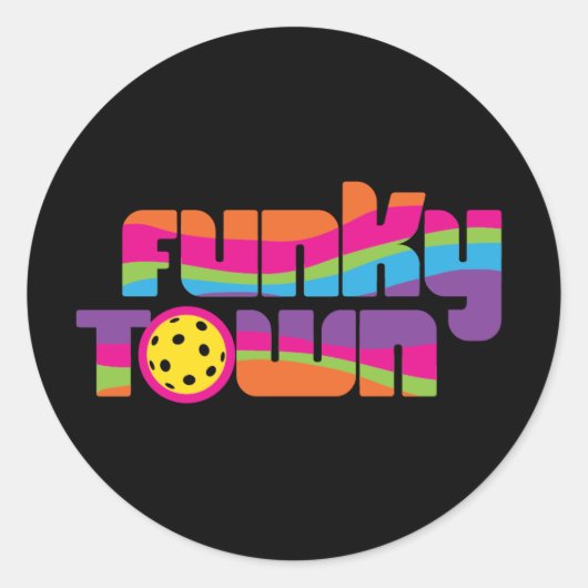 Funky Town Ronde Sticker (Voorkant)