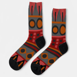 Funky Tribal Patroon Roze Oranje en Blauw Sokken