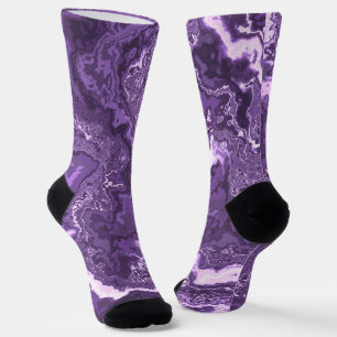 Funky Trippy Boho Hippie Monochroom Paars Marmer Sokken