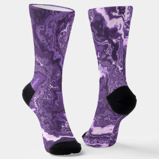 Funky Trippy Boho Hippie Monochroom Paars Marmer Sokken