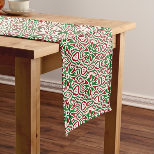 Funky Trippy Eclectische Boho Kerst Kaleidoscoop Lange Tafelloper (Voorbeeld)