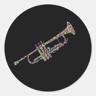 Funky trumpet muziekinstrument ronde sticker
