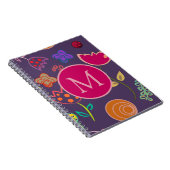 Funky Tulip Pattern Purple Monogram Notitieboek (Rechterzijde)