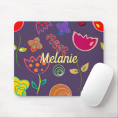 Funky Tulip Purple Pattern Personalised Muismat (Met muis)