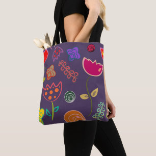 Funky Tulp Patroon Paars Draagtas