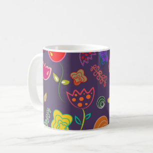 Funky Tulp Patroon Paars Koffiemok
