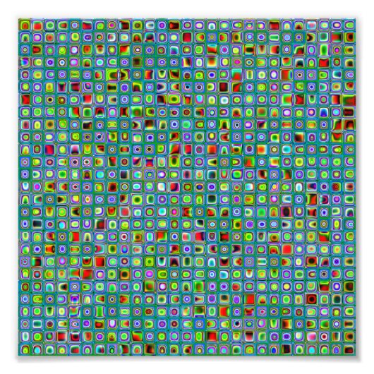 Funky Turquoise Textured Mosaic Tiles Pattern Foto Afdruk (Voorkant)