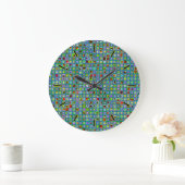 Funky Turquoise Textured Mosaic Tiles Pattern Grote Klok (Huis)