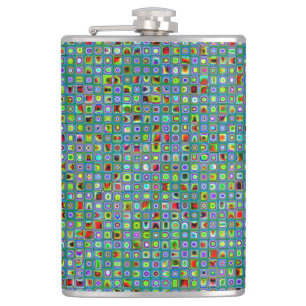 Funky Turquoise Textured Mosaic Tiles Pattern Heupfles
