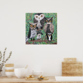 Funky Uilen Acryl Kunst Poster (Keuken)